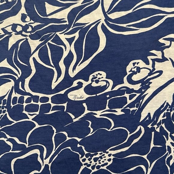 Emilio Pucci Women’s Silk Blend Top Size 10 Blue White Short Sleeves Floral - Picture 2 of 9